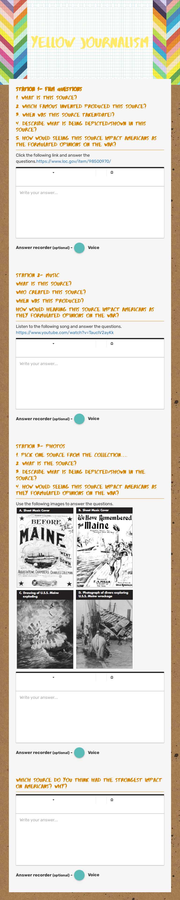 Yellow Journalism worksheet preview image
