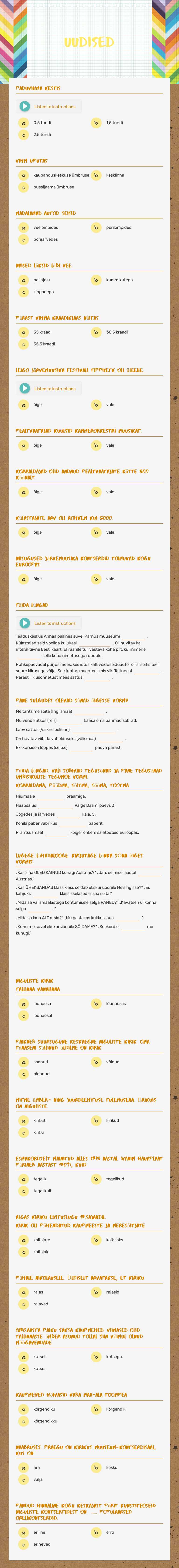 UUDISED worksheet preview image