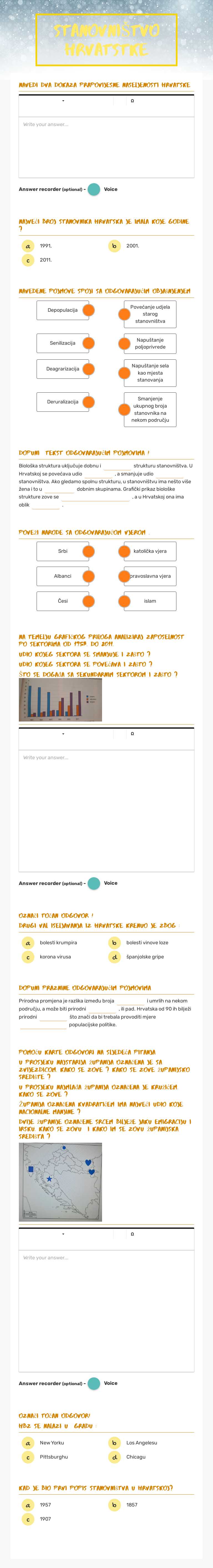 STANOVNIŠTVO Hrvatstke worksheet preview image