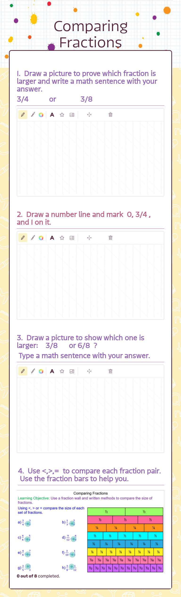 Comparing Fractions worksheet preview image