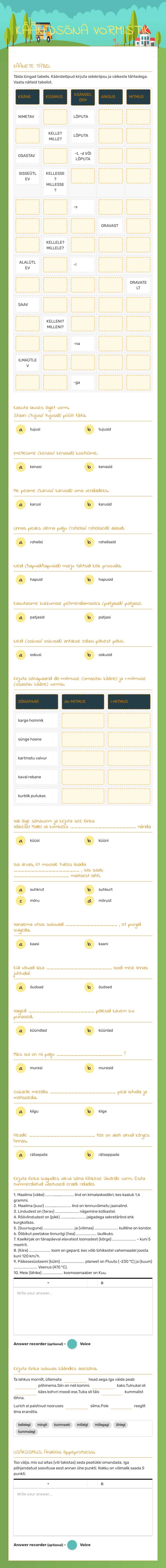 KÄÄNDSÕNA VORMISTIK worksheet preview image