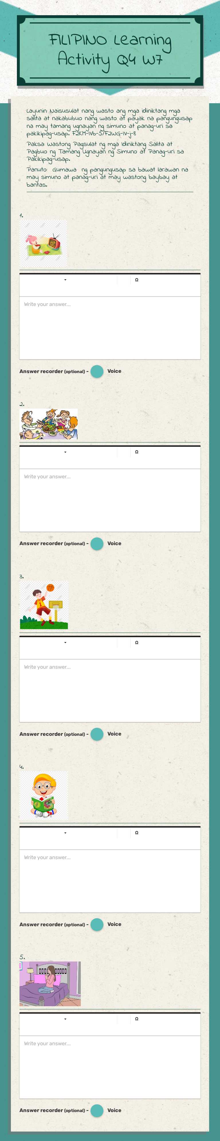 FILIPINO Learning Activity Q4 W7 worksheet preview image