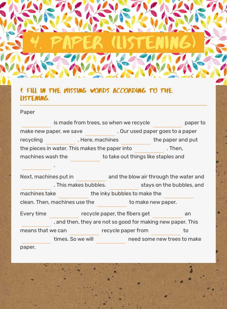 4. PAper (listening) worksheet preview image