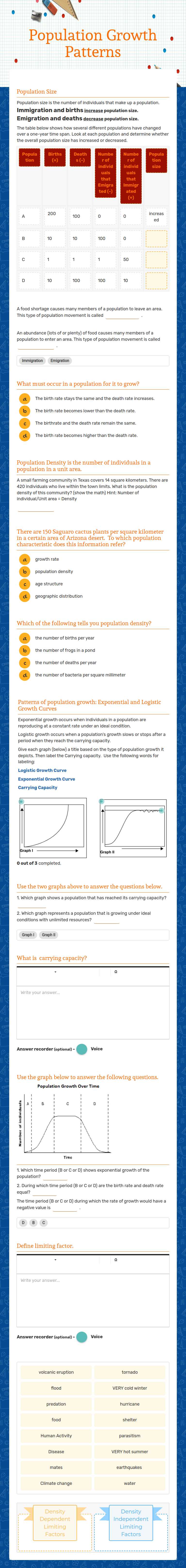 Population Growth Patterns worksheet preview image