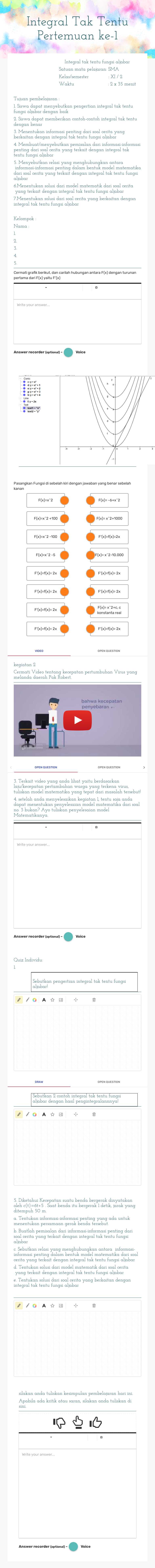 Integral Tak Tentu Pertemuan ke-1 worksheet preview