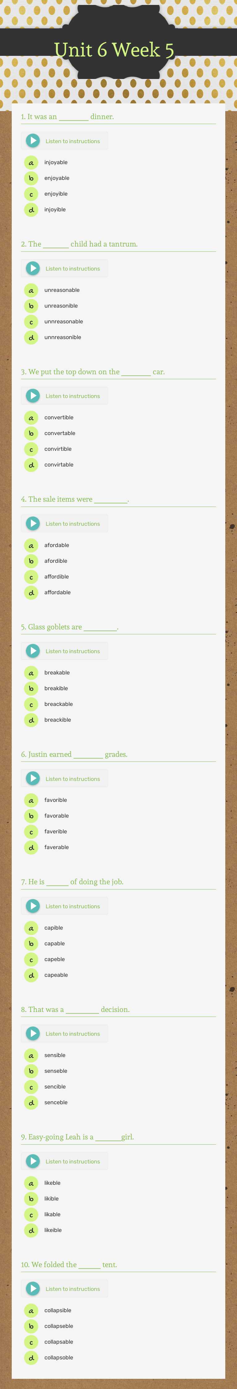 Unit 6 Week 5 worksheet preview image