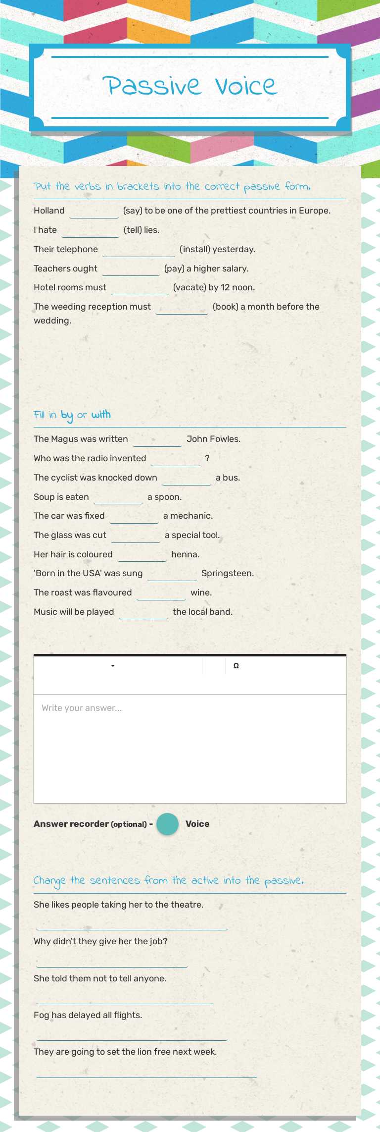 Passive Voice worksheet preview image