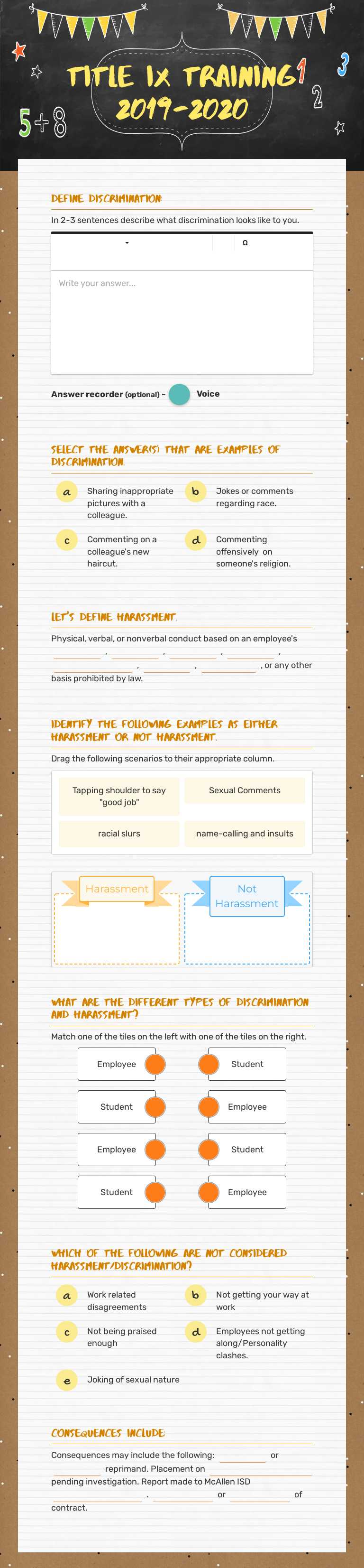 Title iX training 2019-2020 worksheet preview image