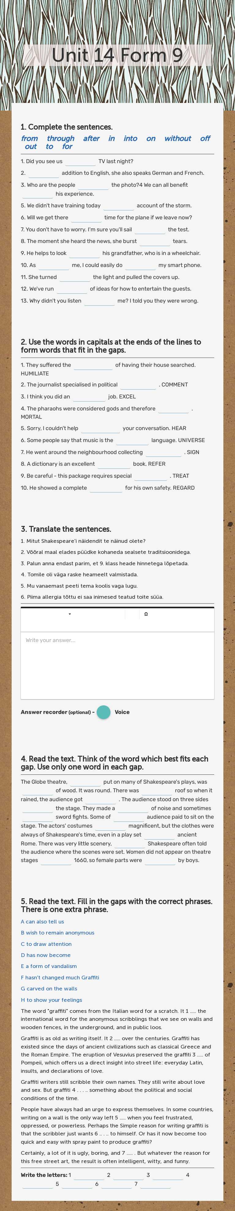 Unit 14
Form 9 Grade 9 worksheet preview