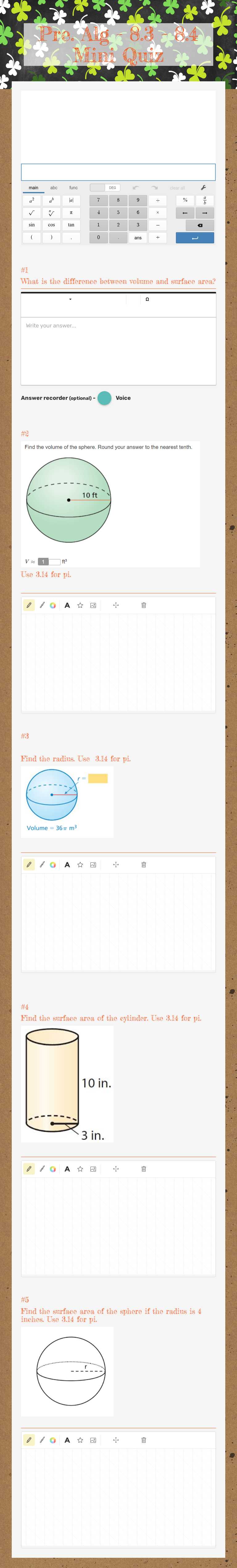 Pre. Alg - 8.3 - 8.4 Mini Quiz worksheet preview image