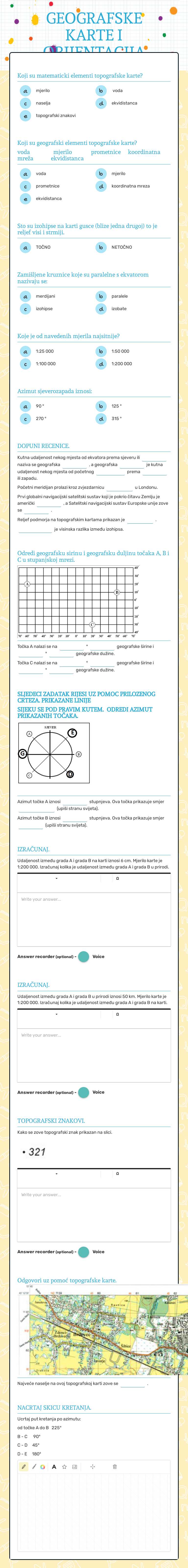 GEOGRAFSKE KARTE I ORIJENTACIJA worksheet preview image