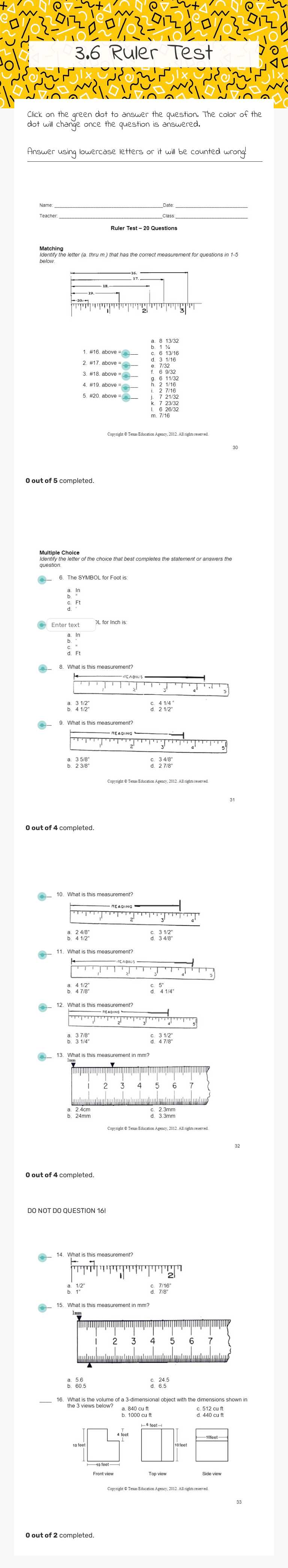 3.6 Ruler Test worksheet preview image