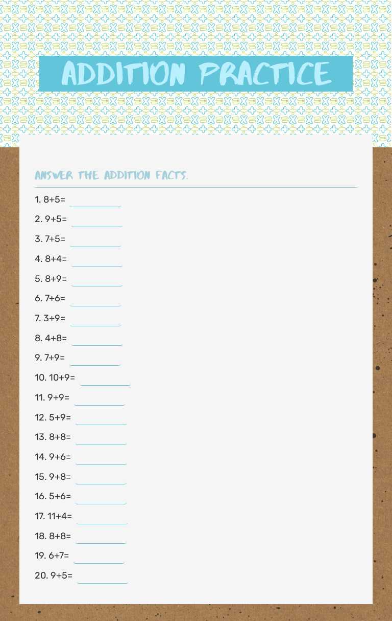 Addition Practice worksheet preview image