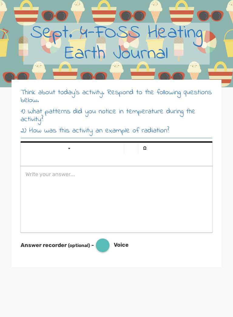 Sept. 4-FOSS Heating Earth Journal worksheet preview image