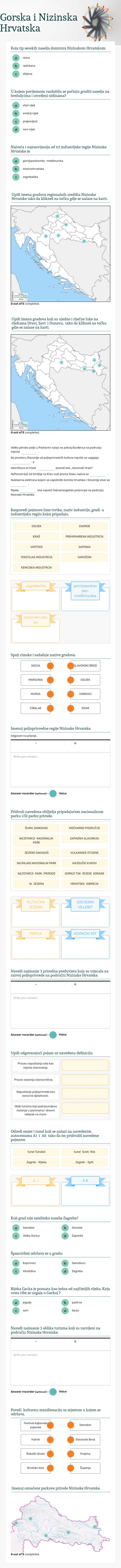 Gorska i Nizinska Hrvatska Grade 8 worksheet preview