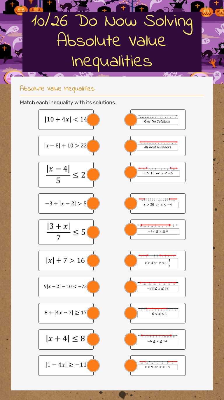 10/26 Do Now
Solving Absolute Value Inequalities worksheet preview image