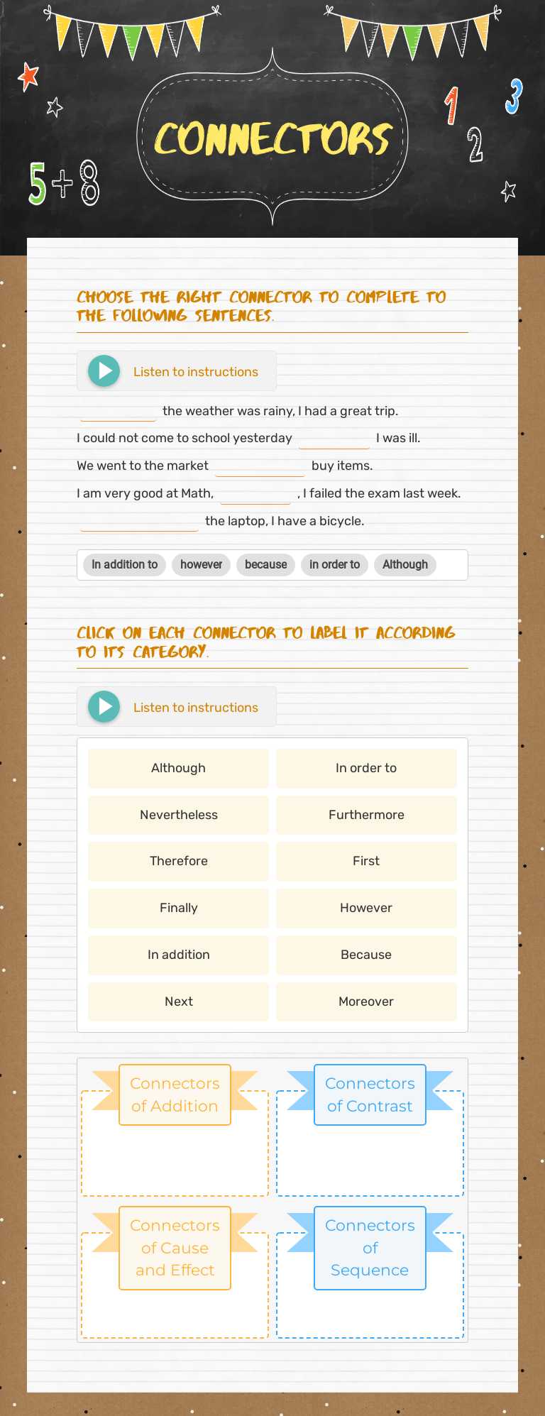 Connectors worksheet preview