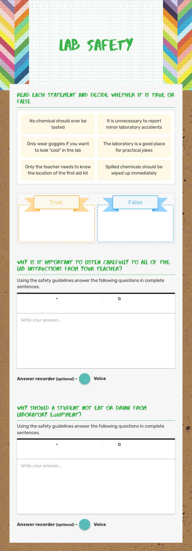 Lab safety Grade 6 worksheet preview