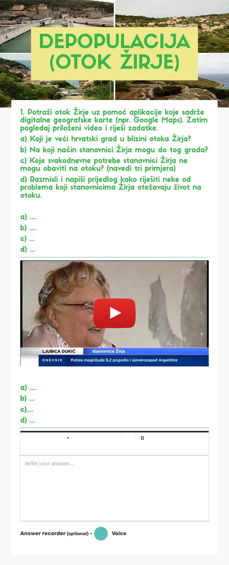 DEPOPULACIJA (OTOK ŽIRJE) worksheet preview image