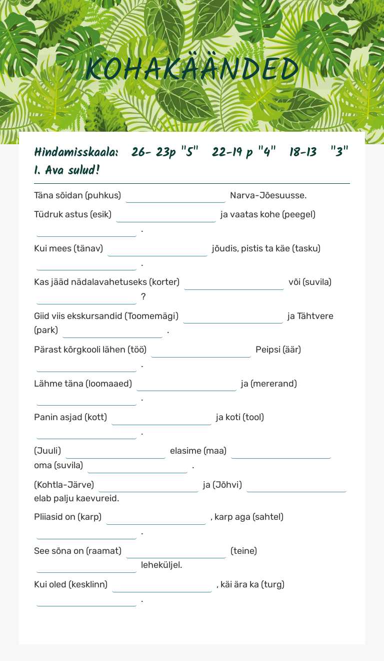 KOHAKÄÄNDED Grade 1 worksheet preview