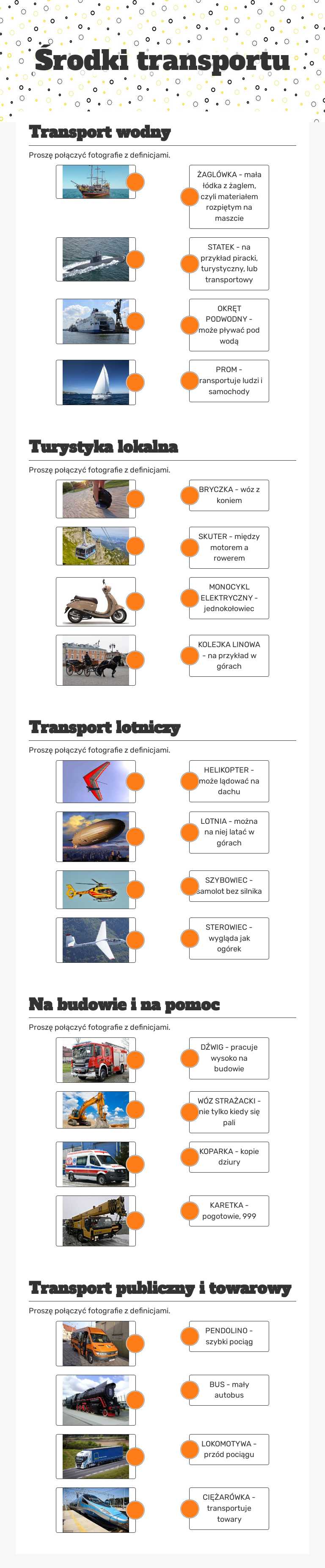 Środki transportu worksheet preview image