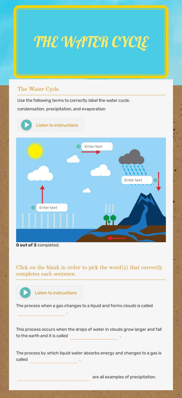 The 
Water Cycle Grade 6 worksheet preview
