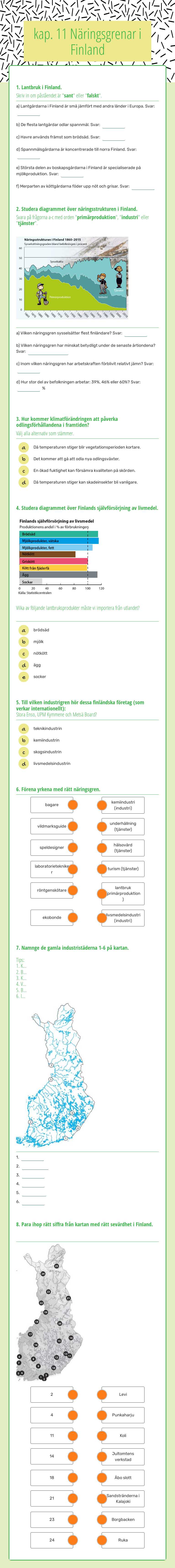 kap. 11 
Näringsgrenar i Finland worksheet preview image