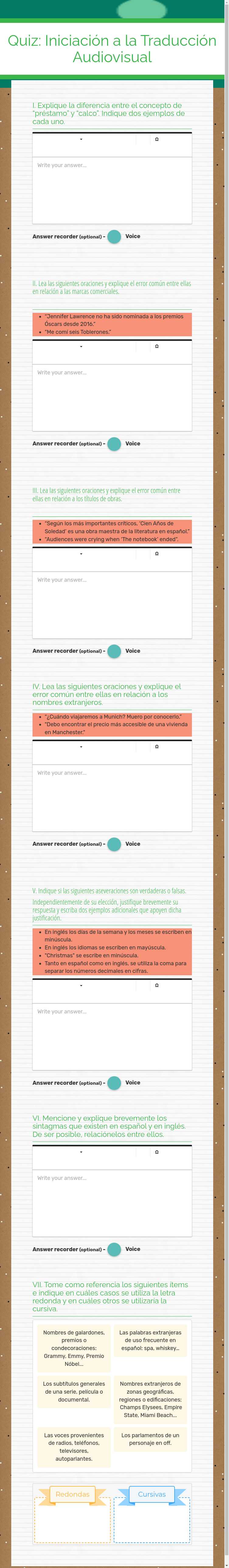 Quiz: 
Iniciación a la Traducción Audiovisual worksheet preview image