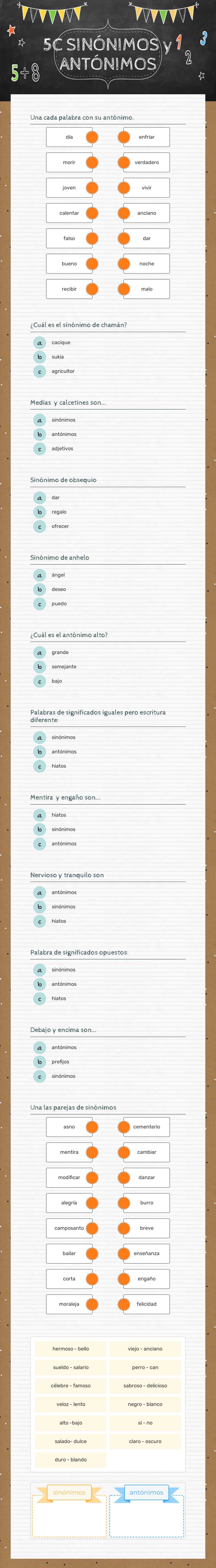 5C SINÓNIMOS y ANTÓNIMOS worksheet preview image
