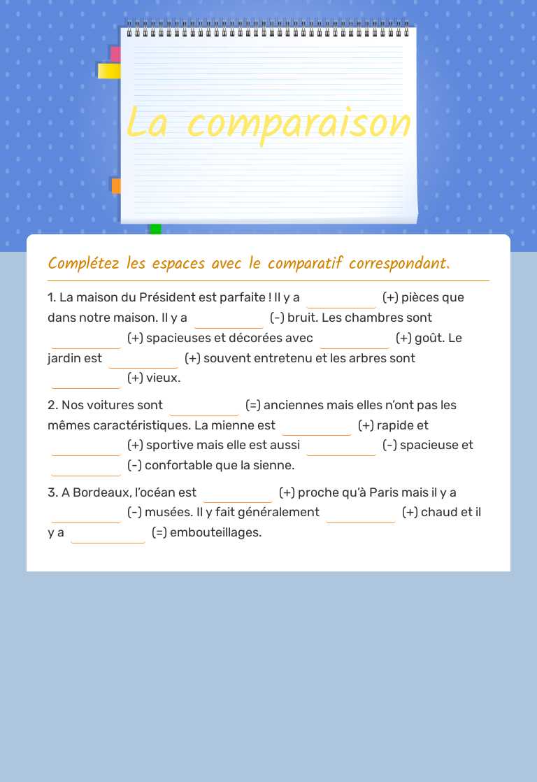 La comparaison worksheet preview image