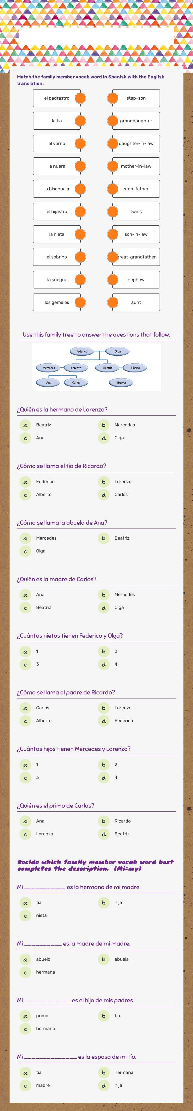 Práctica: La Familia worksheet preview image