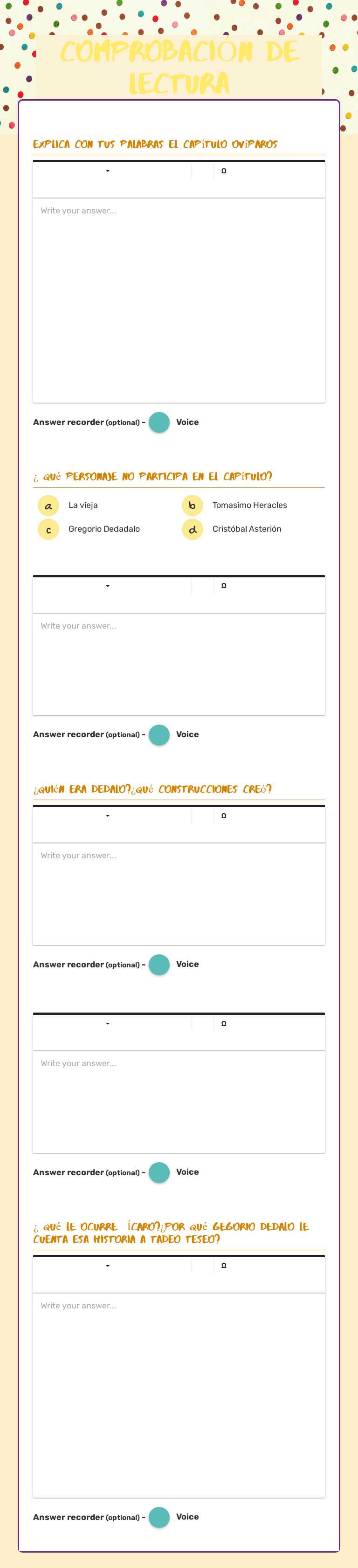 COMPROBACIÓN DE LECTURA Grade 6 worksheet preview