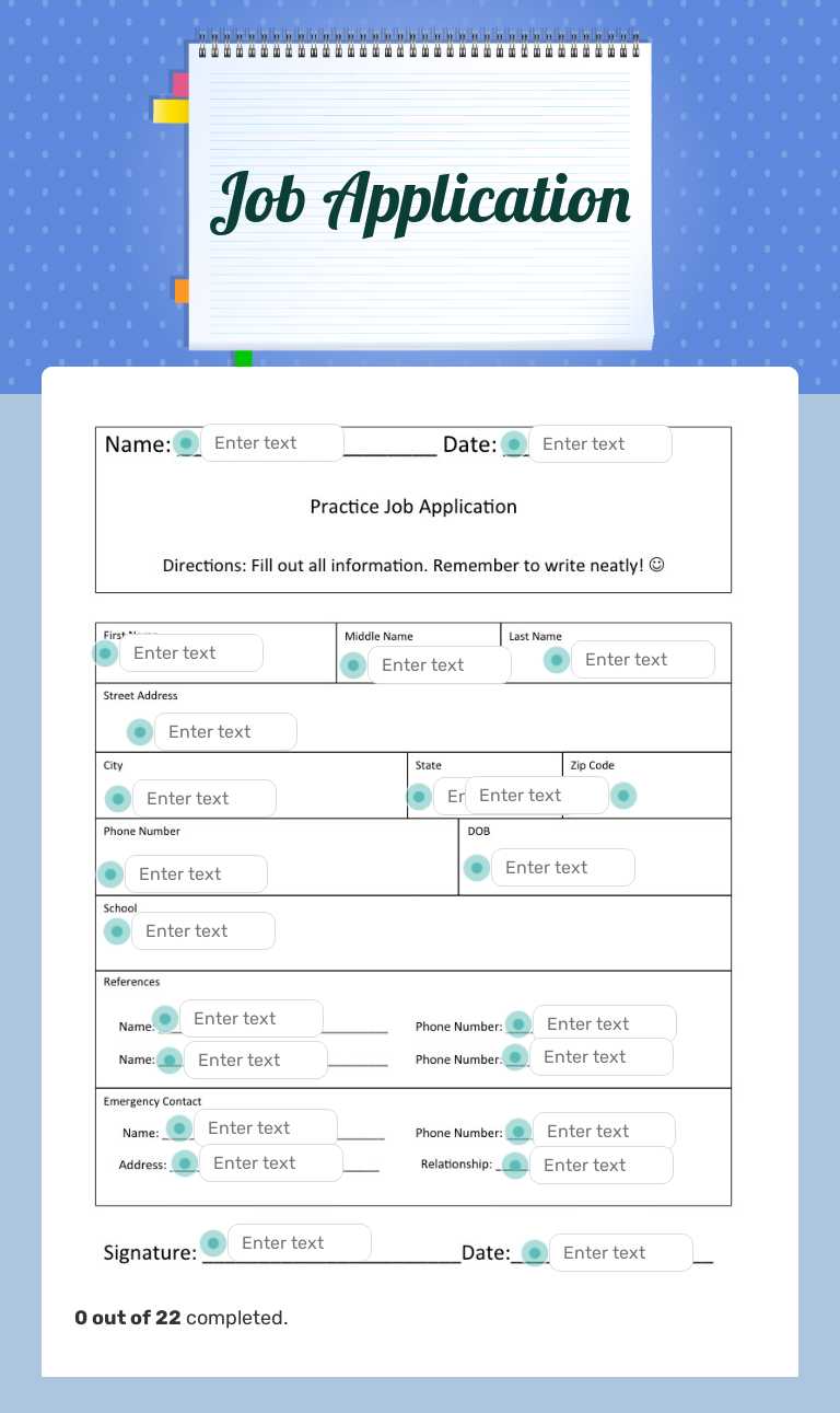 Job Application Other worksheet preview