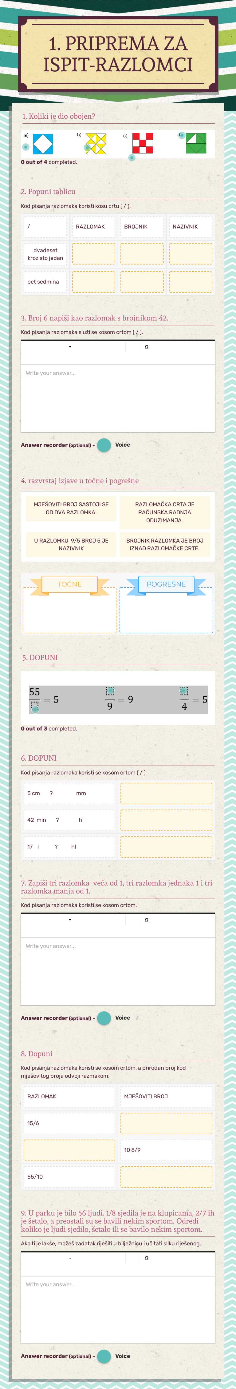 1. PRIPREMA ZA ISPIT-RAZLOMCI worksheet preview image