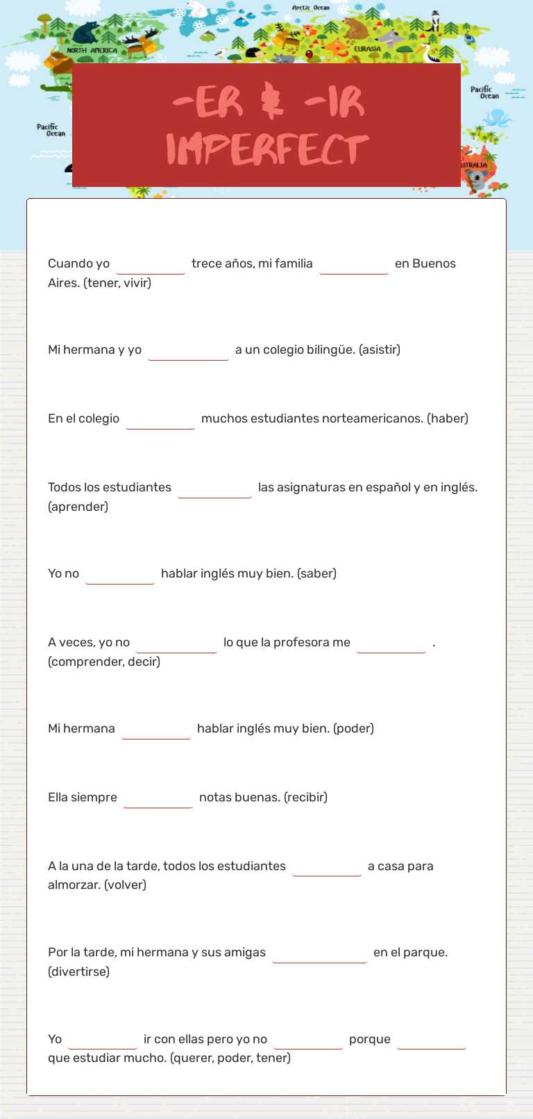 -ER & -IR Imperfect worksheet preview image