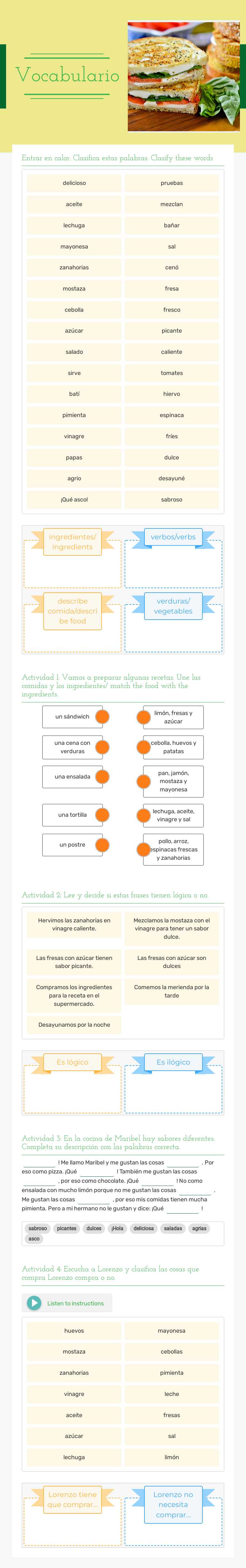 Vocabulario worksheet preview image