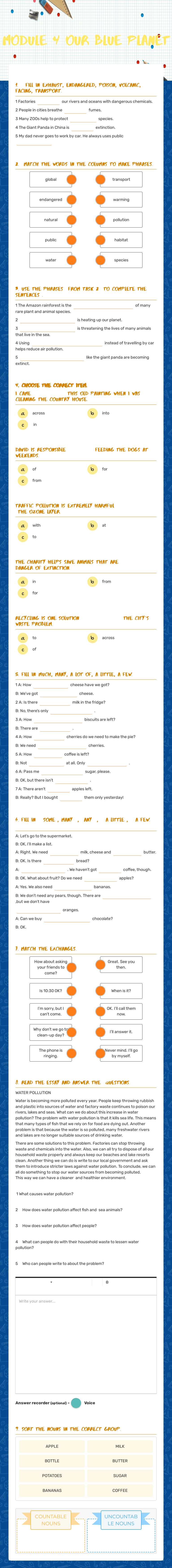 MODULE 4
OUR BLUE PLANET Grade 6 worksheet preview