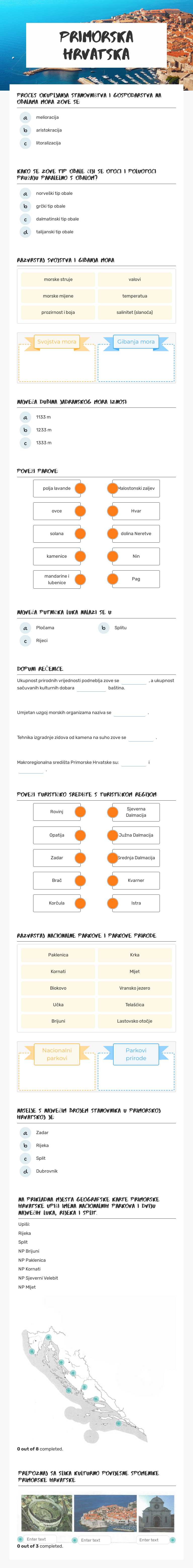 Primorska hrvatska Grade 8 worksheet preview