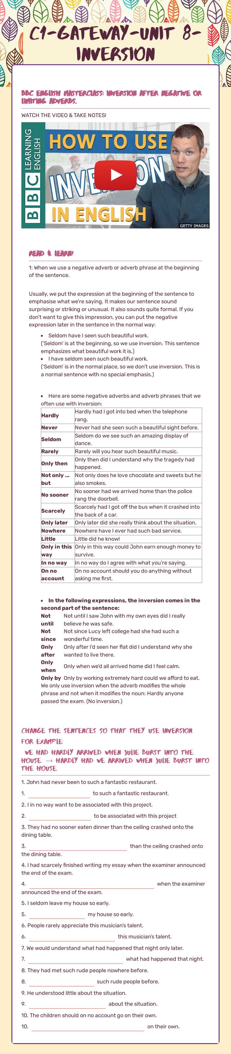 C1-GATEWAY-UNIT 8-INVERSION worksheet preview image