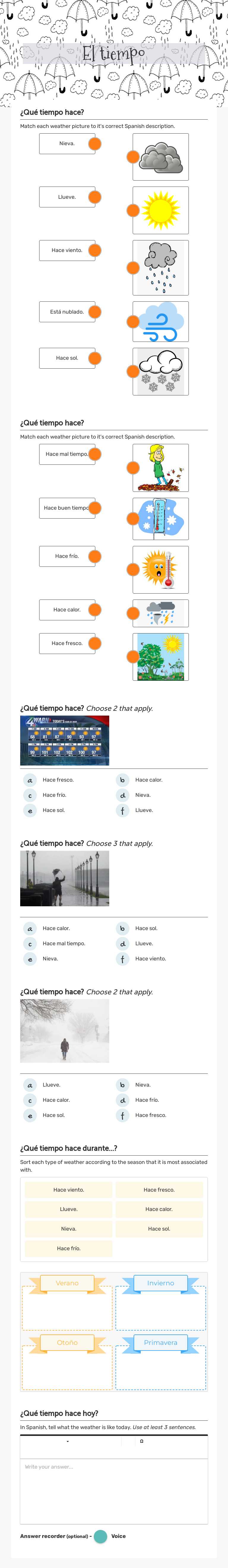 El tiempo worksheet preview image