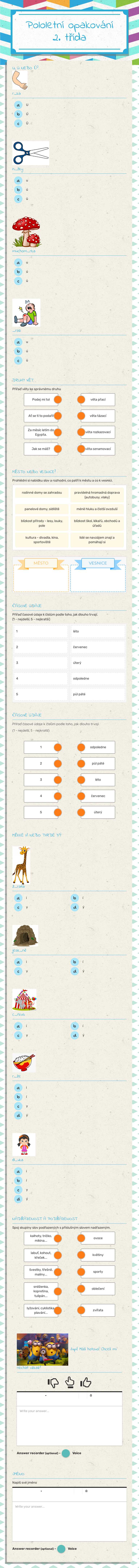 Pololetní opakování
2. třída worksheet preview image