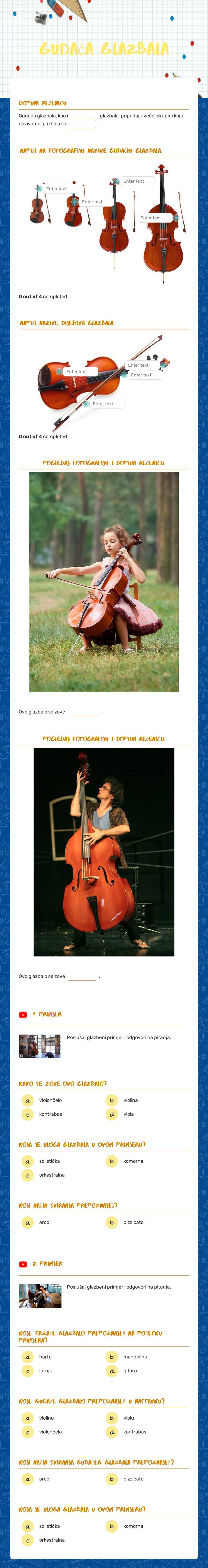 Gudaća glazbala worksheet preview image