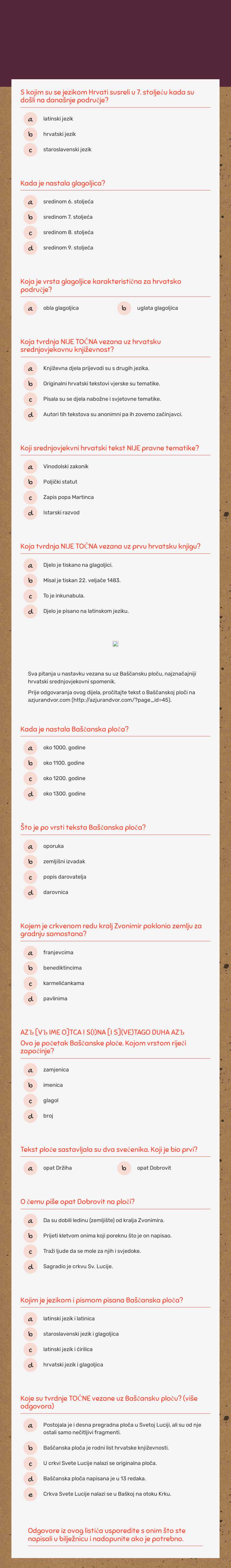 Hrvatski srednji vijek worksheet preview image