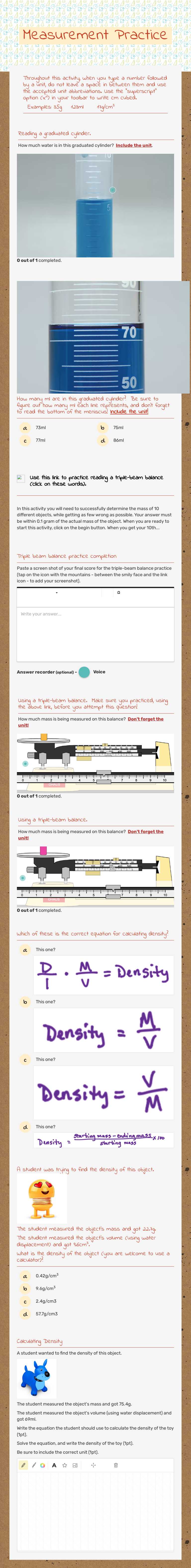 Measurement Practice worksheet preview image