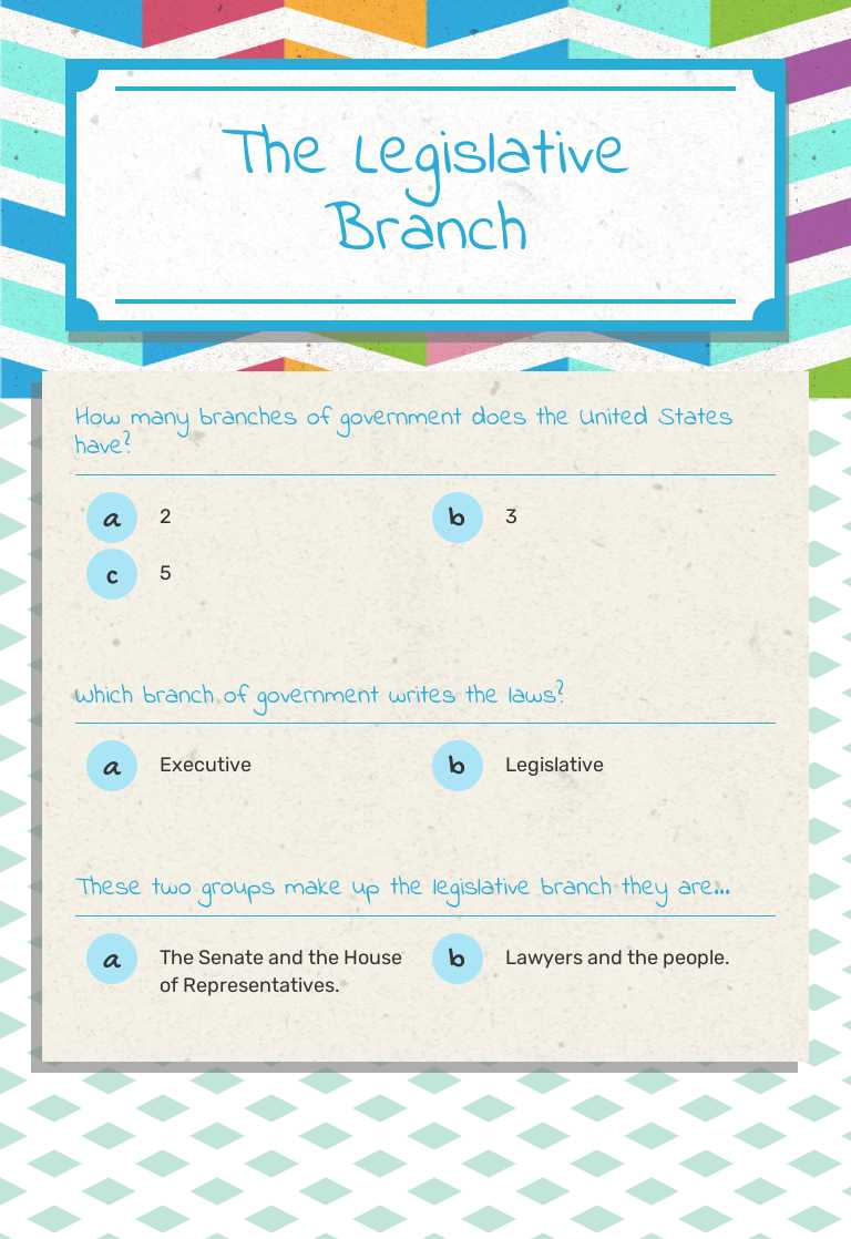 The Legislative Branch worksheet preview image