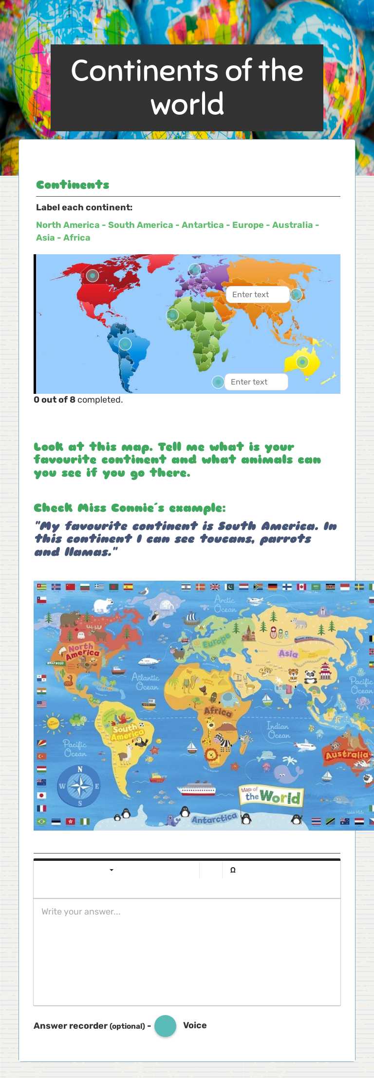 Continents of the world by Maria Constanza Thomasset | Interactive ...