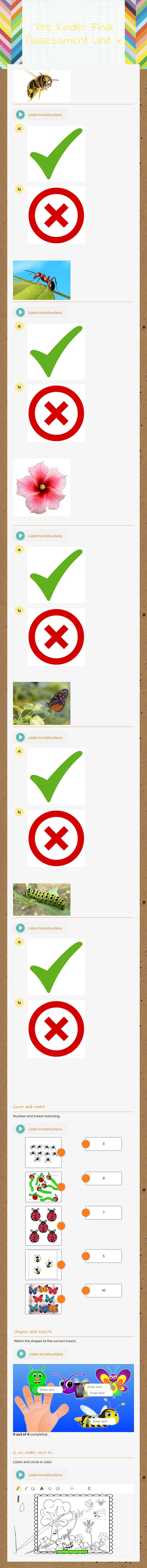 Pre Kinder                       
    Final Assessment            Unit 4 worksheet preview image