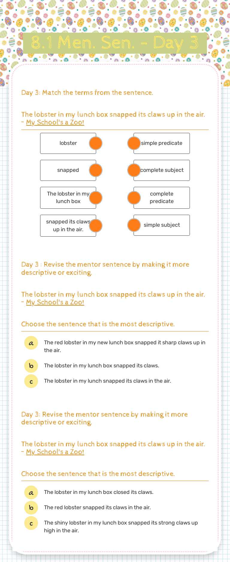 8.1 Men. Sen. - Day 3 Grade 3 worksheet preview