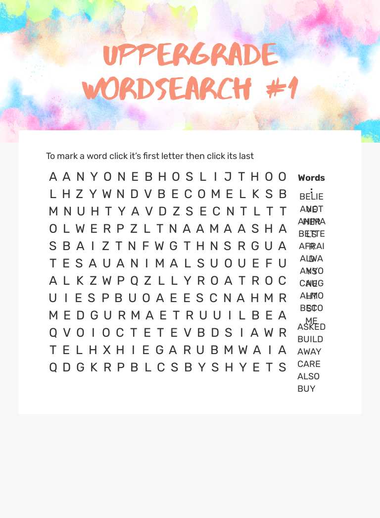UPPERGRADE WORDSEARCH #1 worksheet preview image