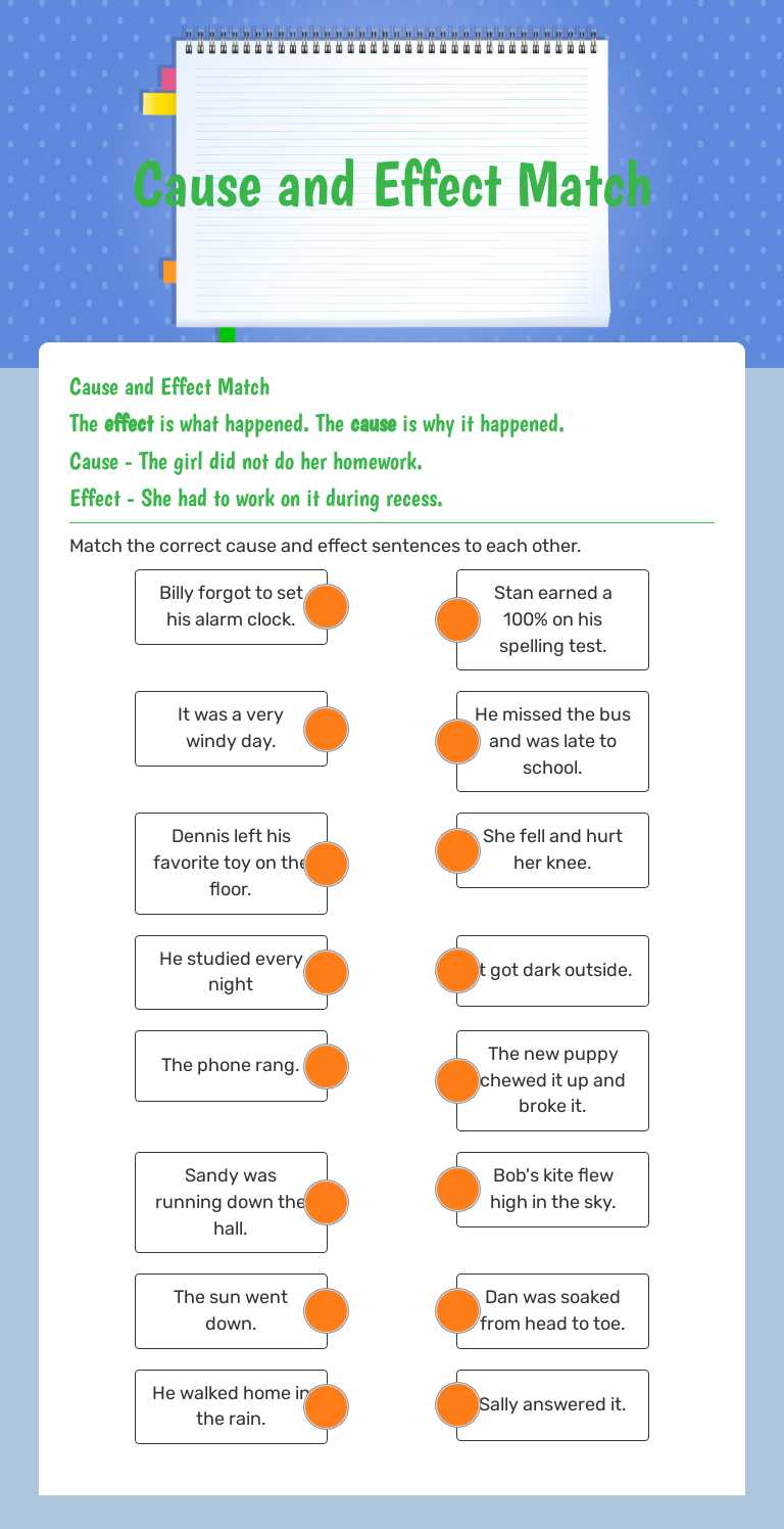 Cause and Effect Match worksheet preview image